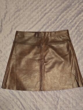 Max Studio Brown Faux Leather  Mini Skirt